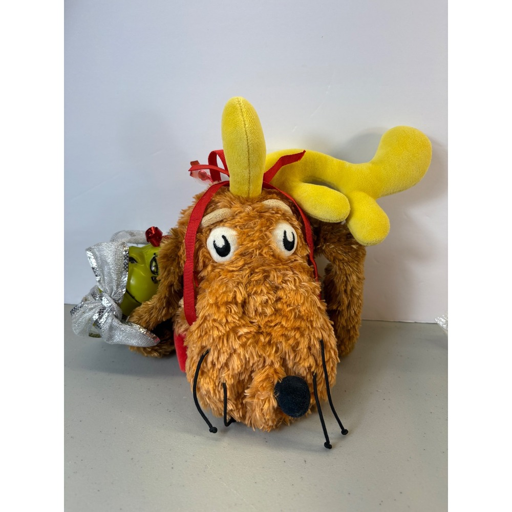 Dr Seuss Max the Dog Hand Puppet Grinch Reindeer Antler Plush Manhattan Toy